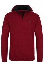 Sweter męski - półzamek - golf - czerwony