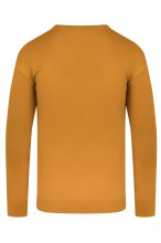 Sweter męski V-neck w serek - KNK - wełna/akryl - musztardowy