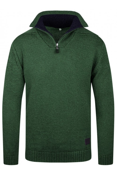 Sweter męski - półzamek - golf - zielony