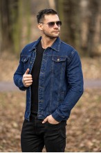 Kurtka męska - jeansowa - katana granatowa klasyczna prosta 012