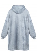 Bluza z kapturem szlafrok duża kocobluza oversize gruba miękka - szara