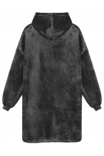 Bluza z kapturem szlafrok duża kocobluza oversize gruba miękka - czarna