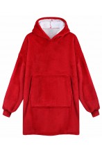 Bluza z kapturem szlafrok duża kocobluza oversize gruba miękka - czerwona