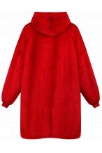 Bluza z kapturem szlafrok duża kocobluza oversize gruba miękka - czerwona