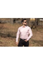 Koszula męska ŁOSOSIOWA elegancka VIP business line - slim fit długi rękaw