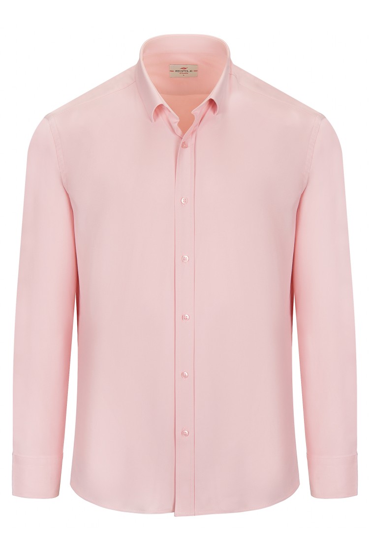 Koszula męska ŁOSOSIOWA elegancka VIP business line - slim fit długi rękaw