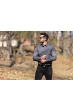 Koszula męska ŚLIWKOWA elegancka VIP business line - slim fit długi rękaw