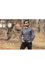 Koszula męska ŚLIWKOWA elegancka VIP business line - slim fit długi rękaw