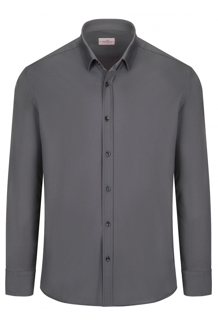 Koszula męska ŚLIWKOWA elegancka VIP business line - slim fit długi rękaw