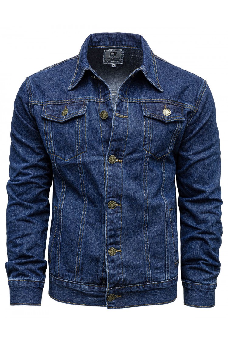 Kurtka męska - jeansowa - katana granatowa klasyczna prosta 012