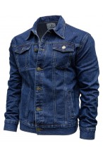 Kurtka męska - jeansowa - katana granatowa klasyczna prosta 012