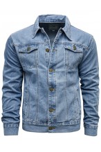 Kurtka męska - jeansowa - katana niebieska klasyczna prosta 011