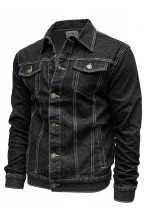 Kurtka męska - jeansowa - katana czarna klasyczna prosta 010