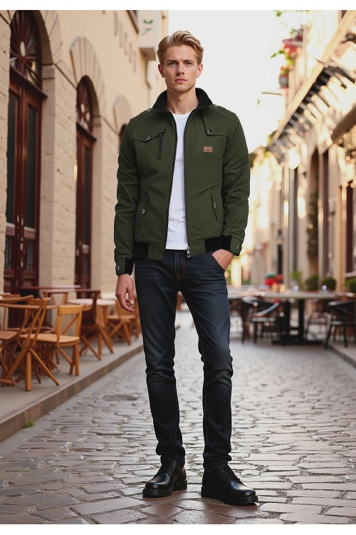 Kurtka męska przejściowa bawełniana pilotka - 015 - khaki