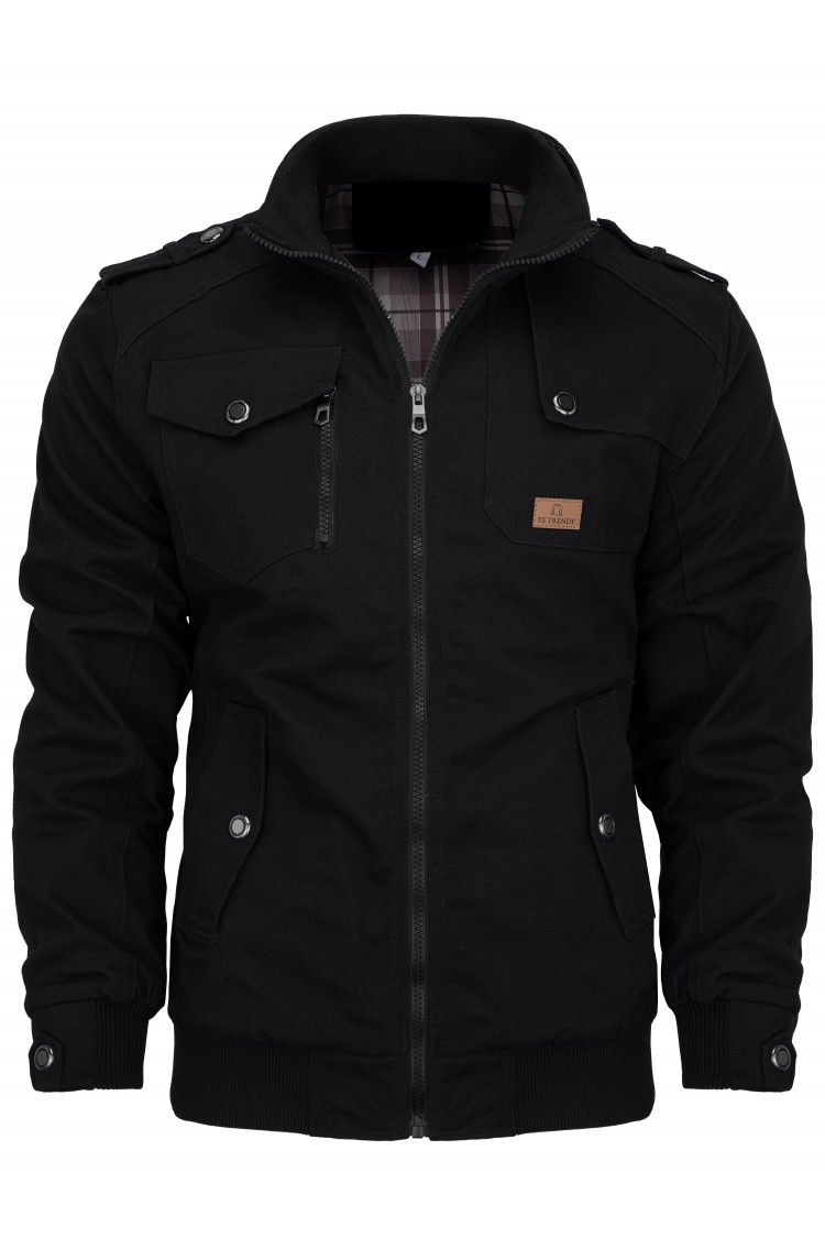 Kurtka męska przejściowa bawełniana pilotka - 014 - czarna