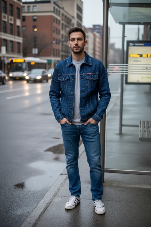 Kurtka męska - jeansowa - Stanley Jeans - 001