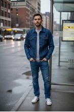 Kurtka męska - jeansowa - Stanley Jeans - 001