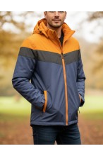 Kurtka męska przejściowa - wiatrówka z kapturem - 8ŻG - żółto - granatowa