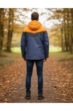 Kurtka męska przejściowa - wiatrówka z kapturem - 8ŻG - żółto - granatowa