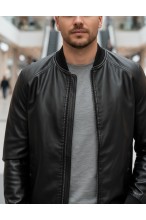Kurtka męska pilotka skórzana eko skóra no.5 - czarna