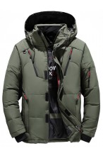 Kurtka męska zimowa ocieplana z kapturem - 013 FKOW - khaki