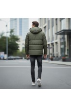 Kurtka męska zimowa ocieplana z kapturem - 013 FKOW - khaki