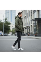 Kurtka męska zimowa ocieplana z kapturem - 013 FKOW - khaki