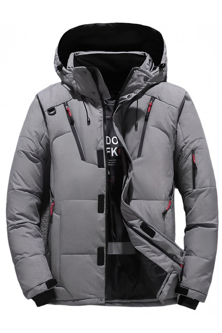 Kurtka męska zimowa ocieplana z kapturem - 013 FKOW - khaki