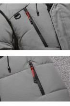 Kurtka męska zimowa ocieplana z kapturem - 013 FKOW - khaki