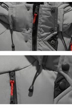 Kurtka męska zimowa ocieplana z kapturem - 013 FKOW - khaki