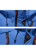 Kurtka męska zimowa ocieplana z kapturem - 013 FKOW - niebieska