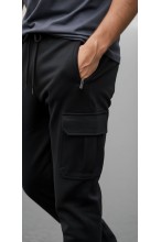 Spodnie dresowe męskie - Joggery No.2 Bojówki Cargo - czarne