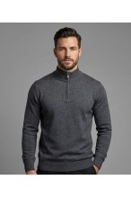 Sweter męski golf zapinany pod szyją - akryl + wełna - grafitowy