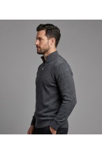 Sweter męski golf zapinany pod szyją - akryl + wełna - grafitowy