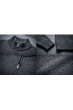 Sweter męski golf zapinany pod szyją - akryl + wełna - grafitowy